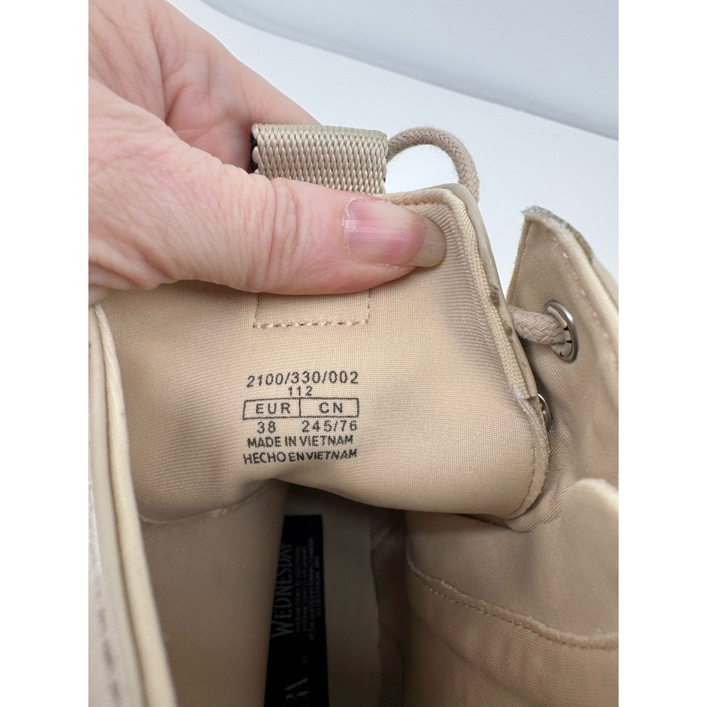 ZARA Wednesday Adams Combat Boots Beige Lug Sole Goth Academia Platform 7.5 US - Picture 10 of 12
